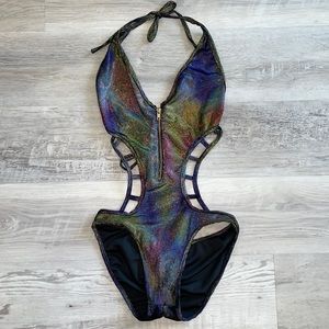 Iheartraves Dragon Skin Rainbow Bodysuit M